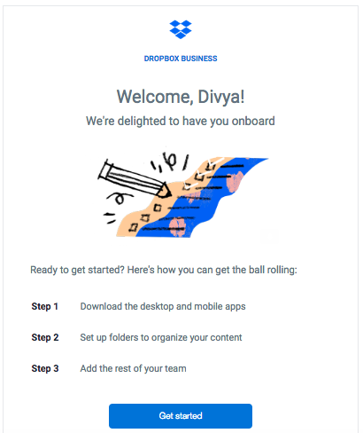 Preview of Onboarding Welcome email